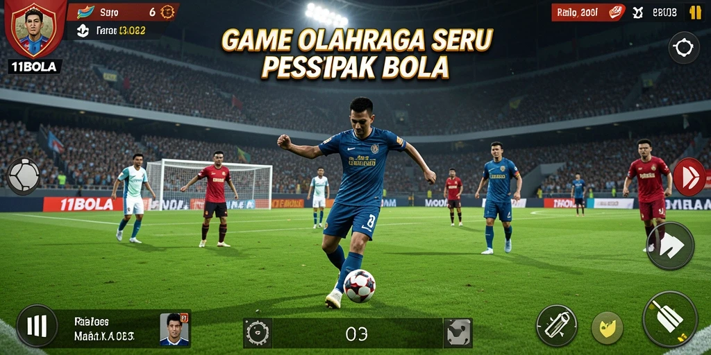 Tangkapan layar dari gameplay 11BOLA yang menampilkan aksi seru di lapangan.