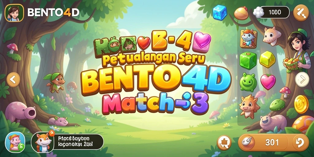 Screenshot BENTO4D menampilkan gameplay seru dan penuh warna dari game Match-3.