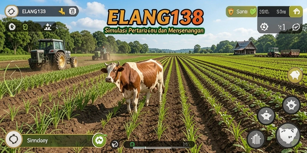 Tampilan gameplay ELANG138 dengan aktivitas bertani yang menarik.