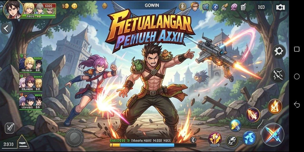 Tampilan gameplay seru dalam GOWIN dengan karakter Anime yang dinamis.