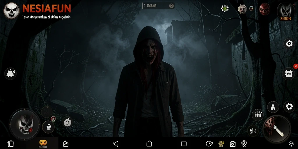 Tampilan gameplay <strong>NESIAFUN</strong> yang mencekam di dalam kegelapan.