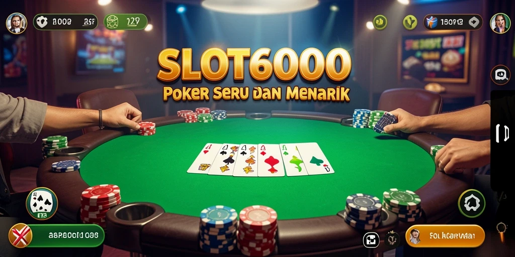 Tampilan gameplay penting di SLOT6000, menampilkan suasana Poker yang autentik.