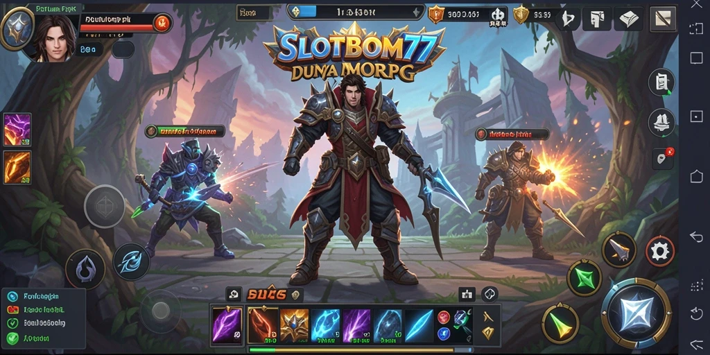 Tangkapan layar gameplay SLOTBOM77 menunjukkan aksi seru dalam dunia MMORPG.