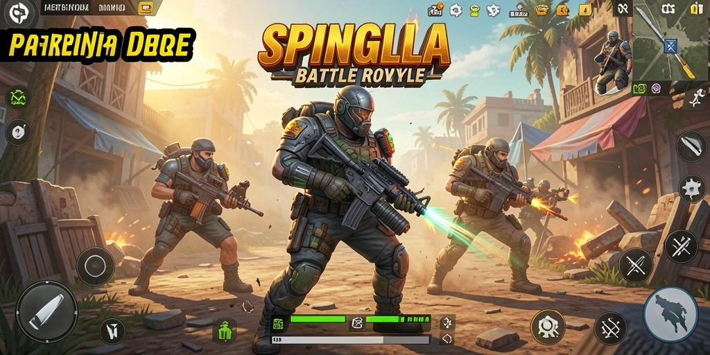 Tampilan seru gameplay SPINGILA dalam pertarungan Battle Royale.