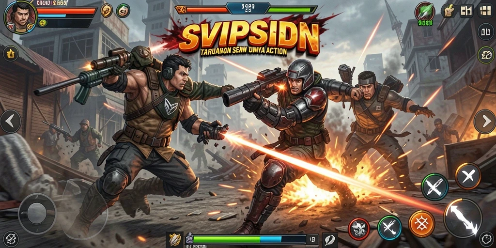 Gameplay seru SVIPSIDN saat bertarung melawan musuh.