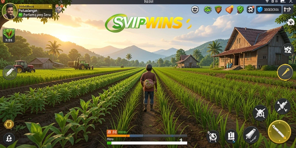 Tampilan menarik dari gameplay SVIPWINS dengan banyak aktivitas bertani.