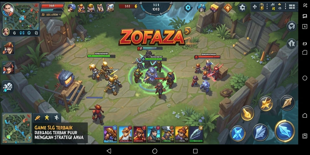 Tampilan gameplay ZOFAZA dengan grafik menawan dan strategi mendalam.